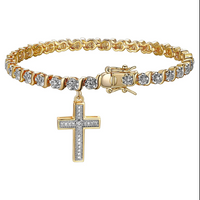 Diamond Accent Cross Charm Tennis Bracelet