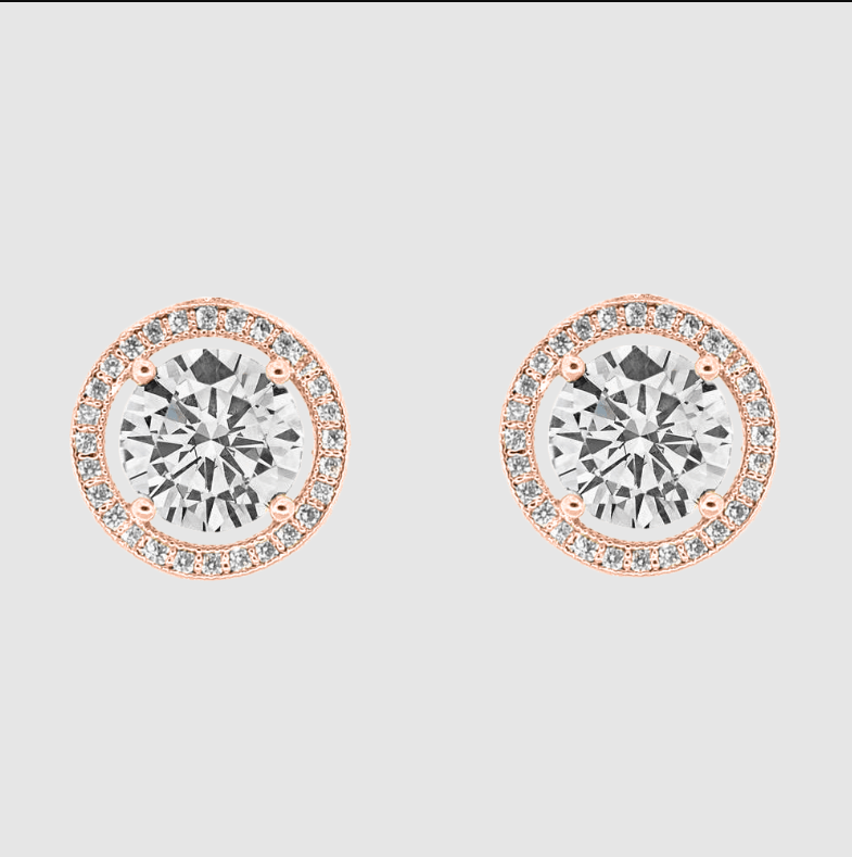 Ariel 18k Plated Halo Stud Earrings with Simulated Diamond Crystals