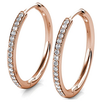 Bianca 18k Drop Dangle Hoop Earrings with Swarovski Crystals