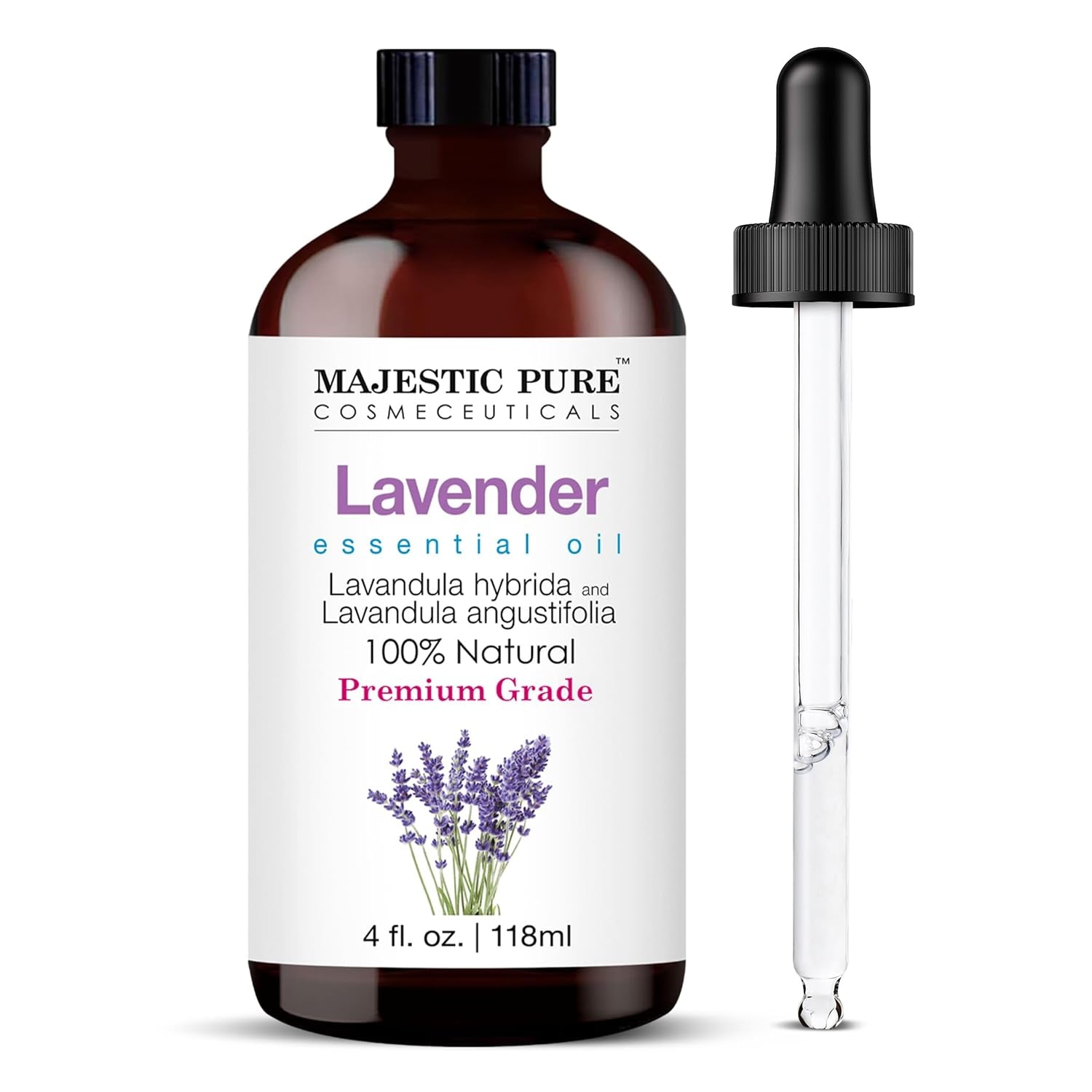 Lavender Essential Oil with Glass Dropper 100% Pure and Natural Lavender Oil 4 Fl Oz