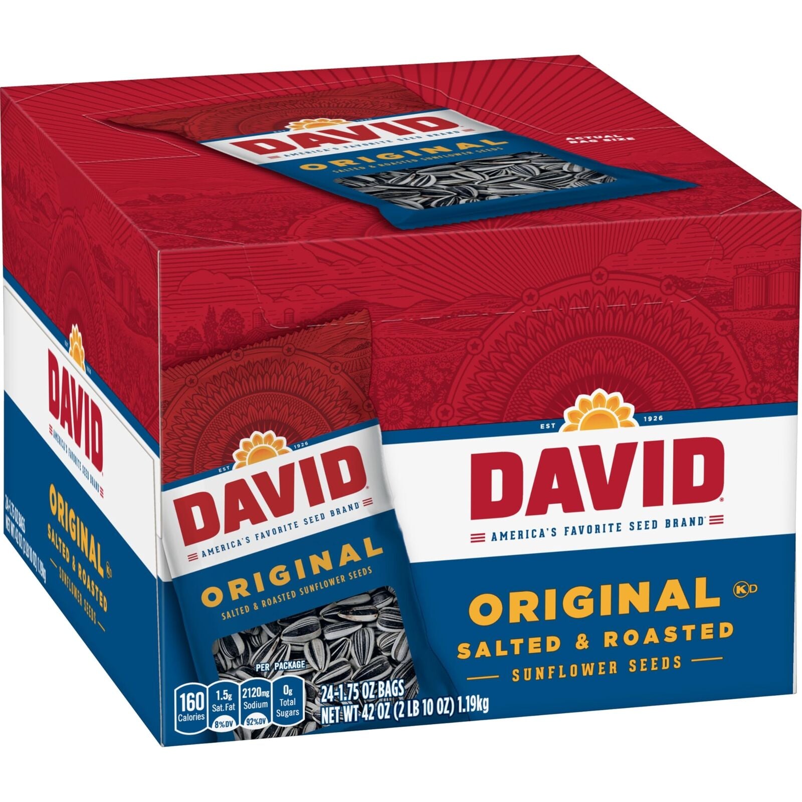 David Original Sunflower Seeds, 1.75 Ounce 42.0 Oz