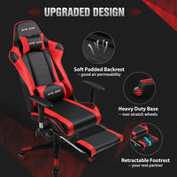 Gaming Chair Office Chair PU Leather with Footrest & Adjustable Headrest