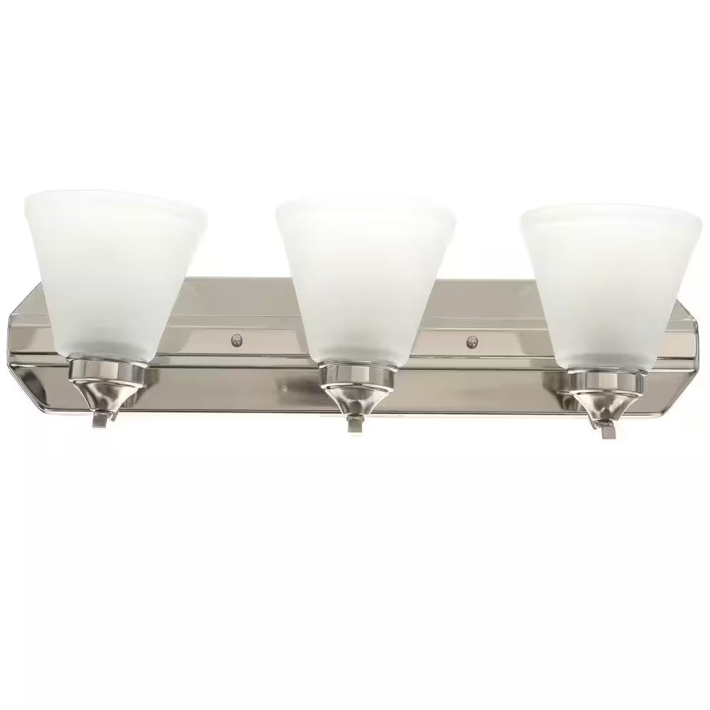 Tavish 24 In. 3-Light Brushed Nickel Classic Vanity with Frosted Glass Shade