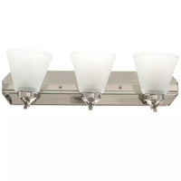 Tavish 24 In. 3-Light Brushed Nickel Classic Vanity with Frosted Glass Shade