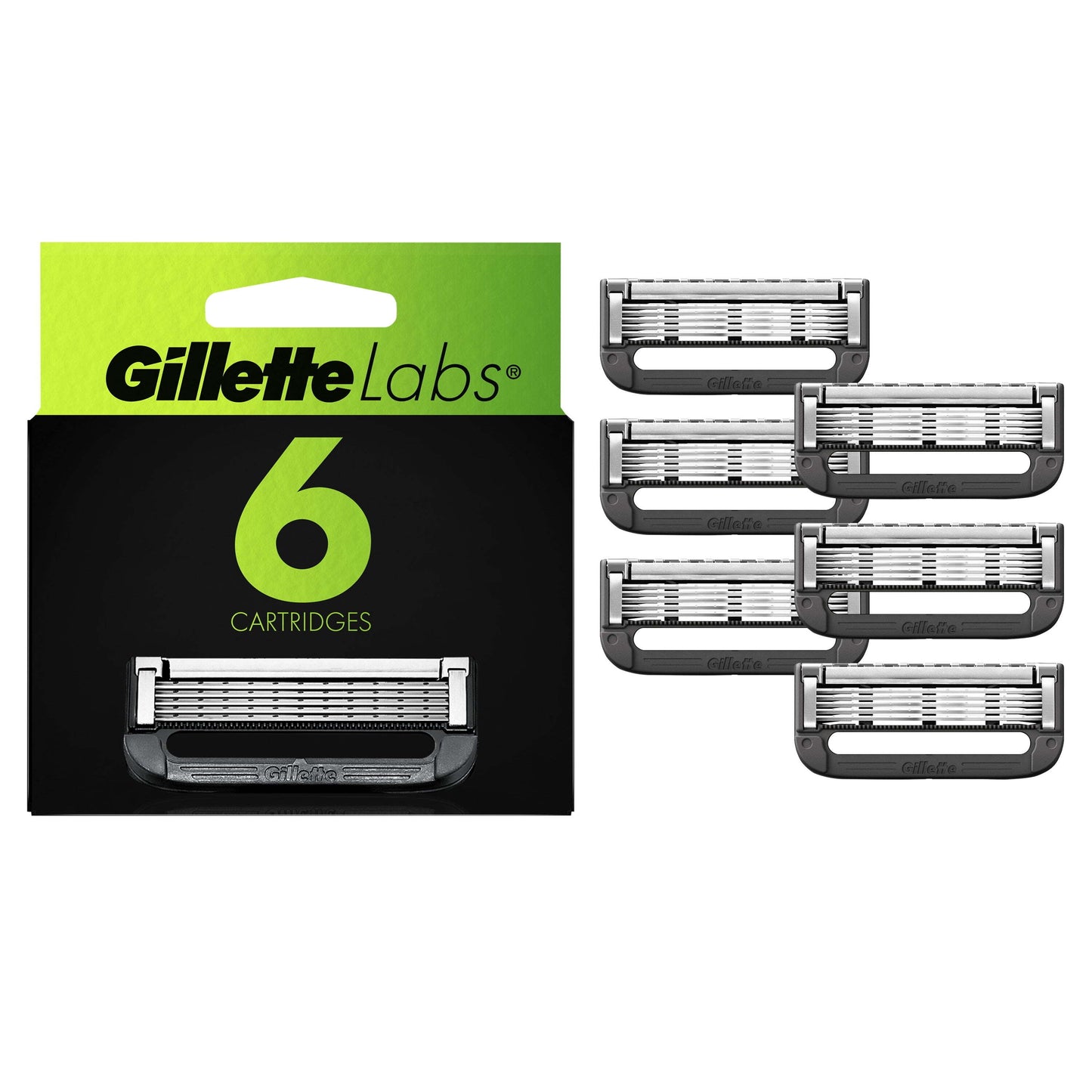 Gillette Labs Men's Razor Blade Refills with Exfoliating Bar, 6 Refills