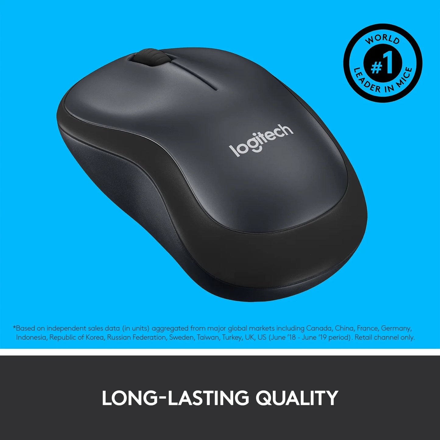 Silent Wireless Mouse, 2.4 Ghz with USB Receiver, 1000 DPI Optical Tracking, Black