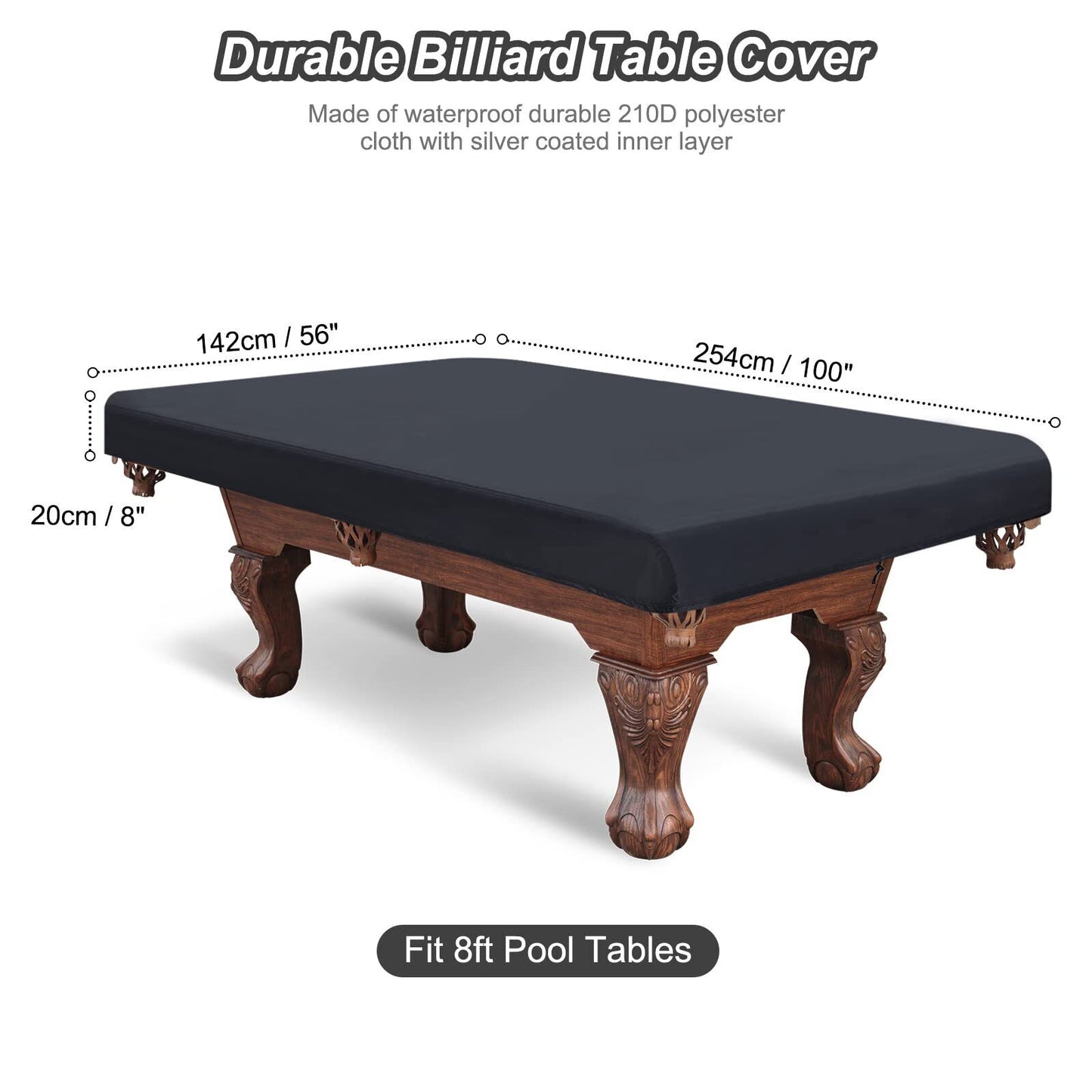 PATIKIL Billiard Pool Table Cover 8 Feet Waterproof Dustproof