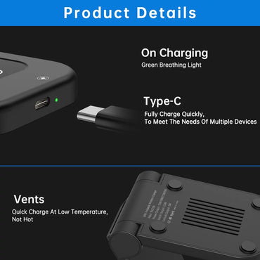 23W 3 in 1 Wireless Charging Station Fast Charging Dock for Iphone