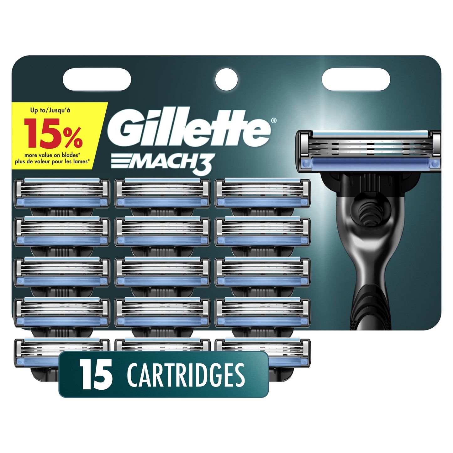 Gillette Mach3 Razor Blade Refills for Men, 15 Count