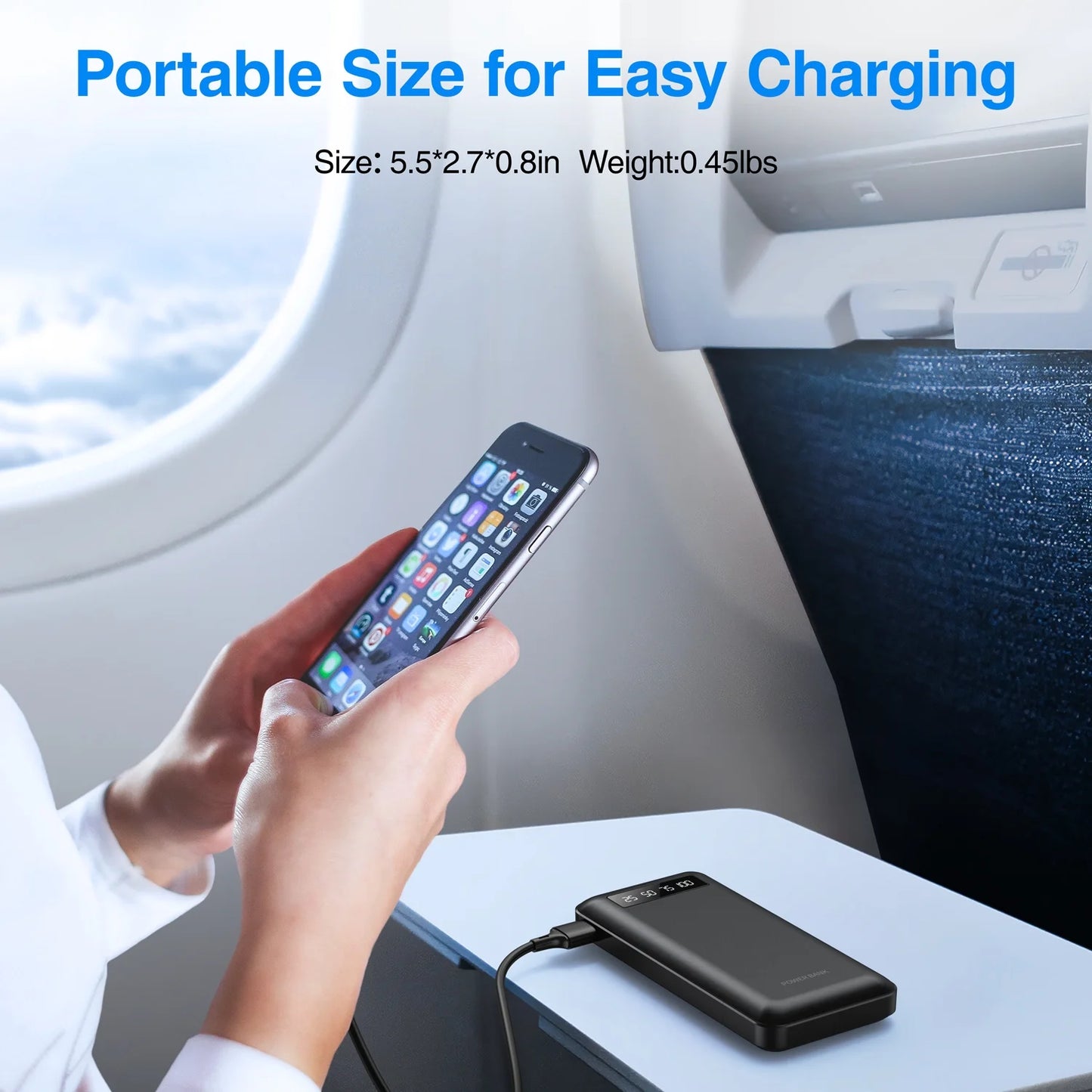 20000Mah Power Bank Portable Charger with Cables USB Fast Charging for Phone