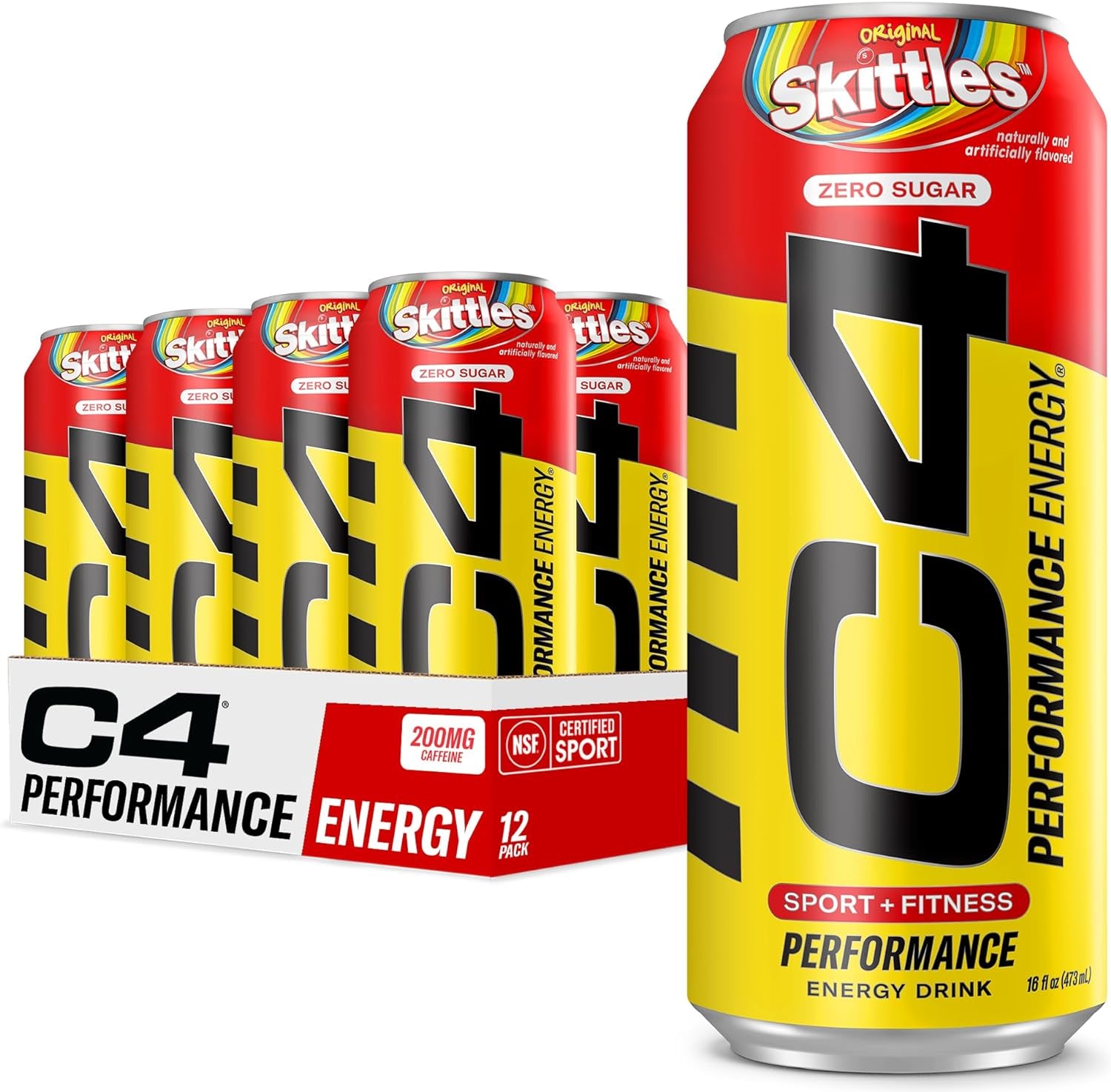 C4 Performance Energy Drink Zero Sugar Carbonated Preworkout Energy 16 Fl Oz (12 Pack)