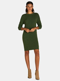 Women's Cable Sweater Dress with Long Sleeves