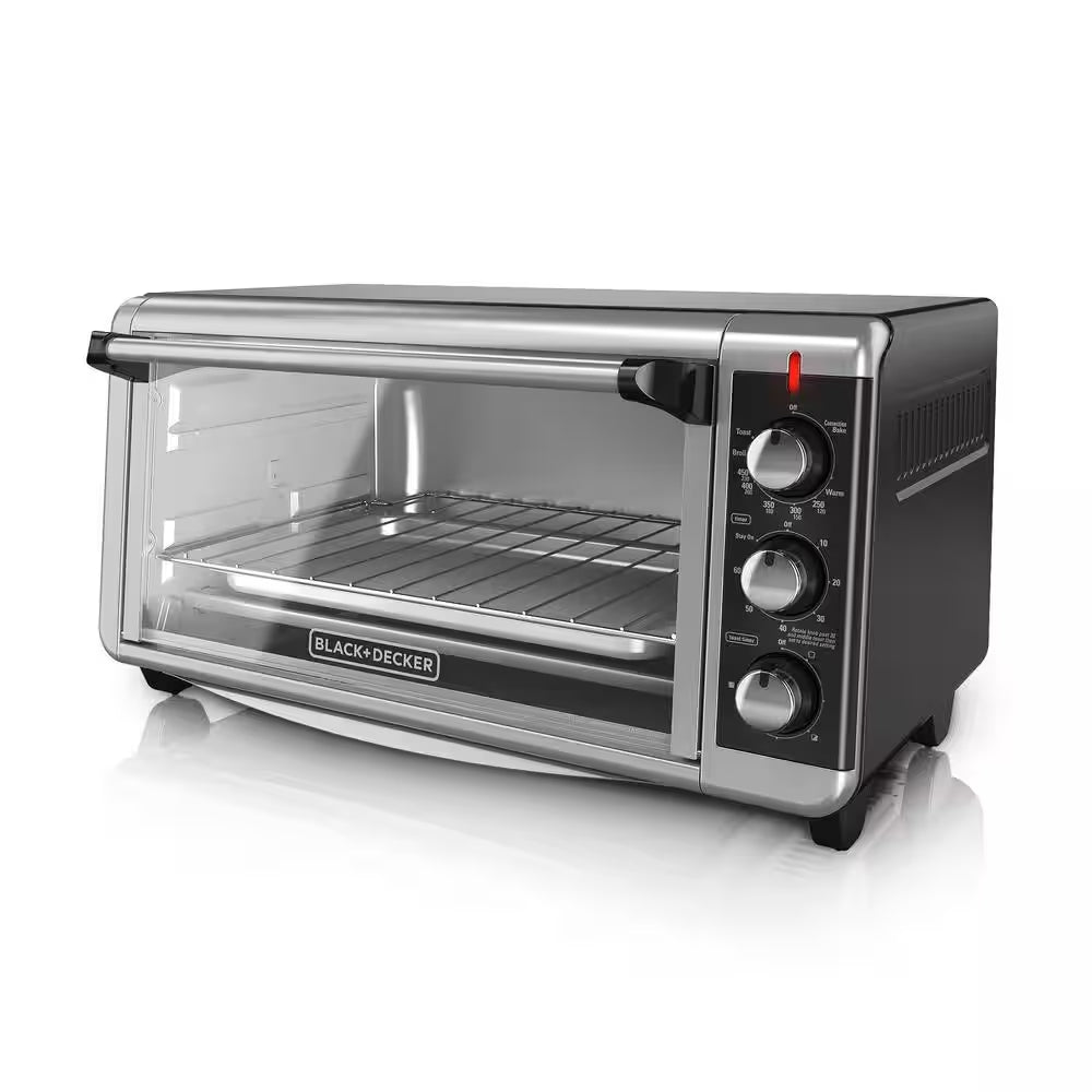 1500 W 8-Slice Stainless Steel Toaster Oven with Broiler