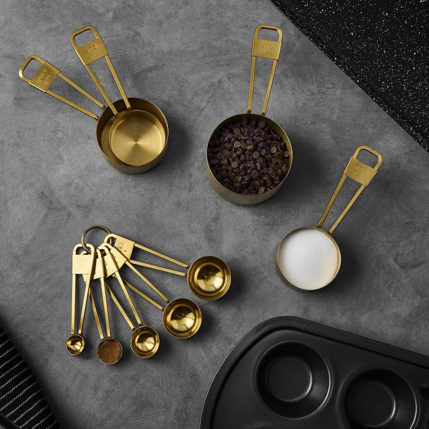 4-Piece Gold Stainless Steel Nesting Measuring Cup Set