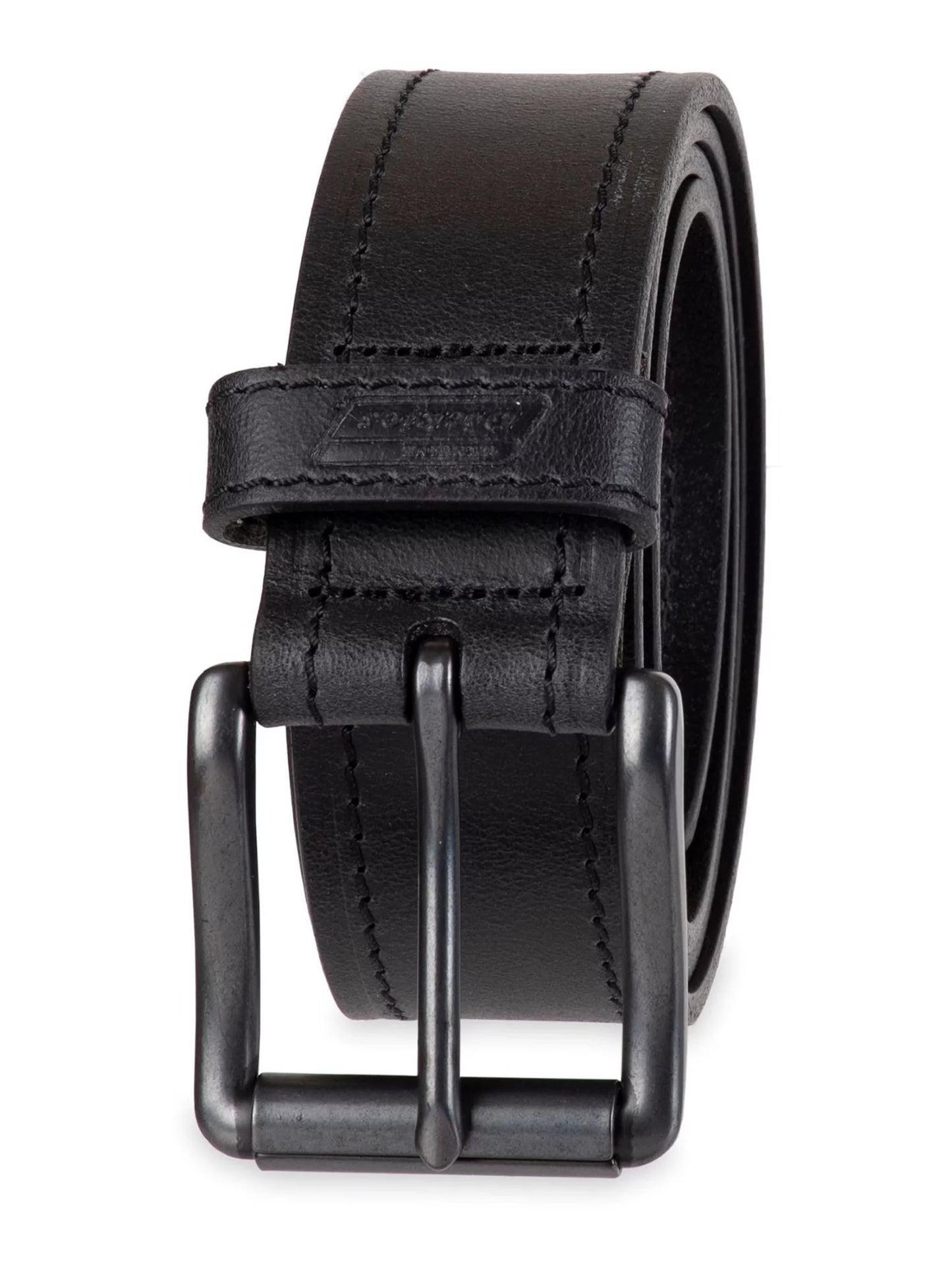 Men's Casual Black Leather Work Belt with Roller Buckle