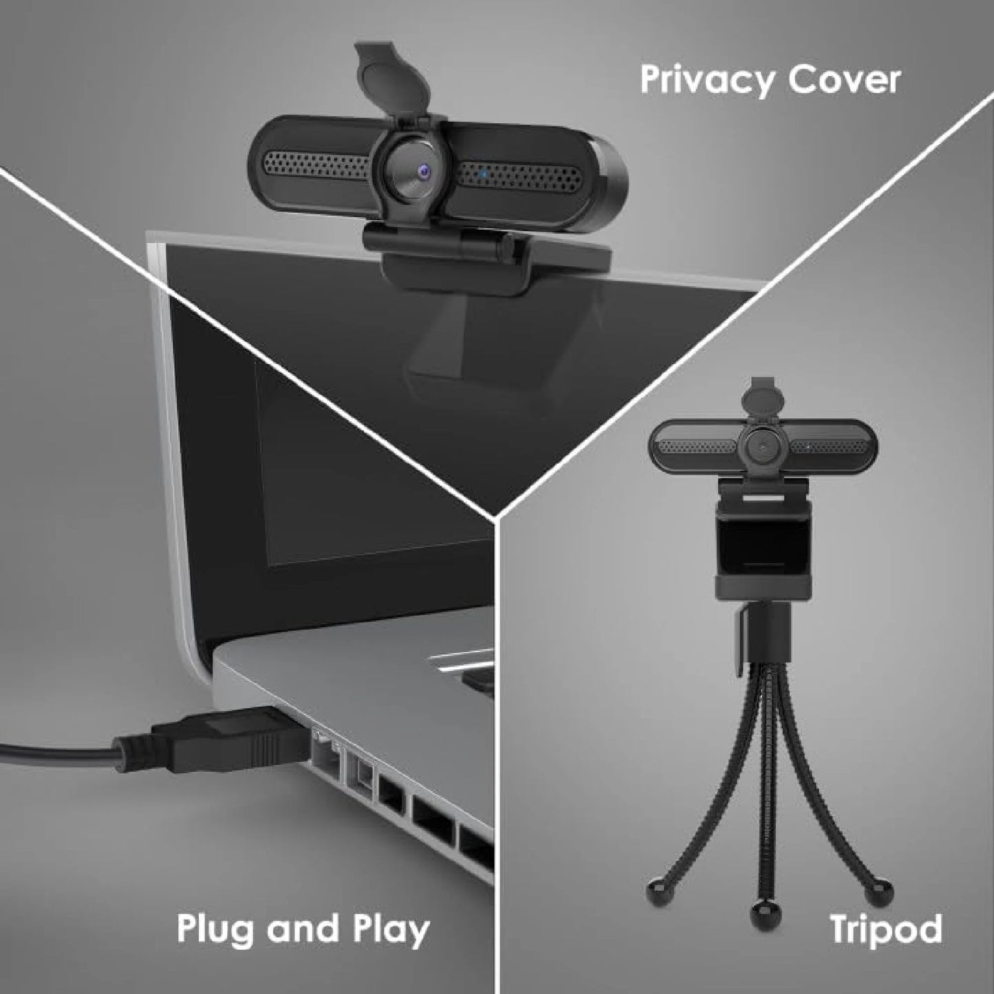 2K/1080P Webcam with 2 Microphones for Laptop