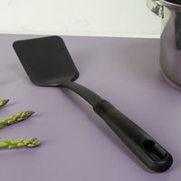 Solid Kitchen Turner, Nylon, Black, Diamond Pattern Handle