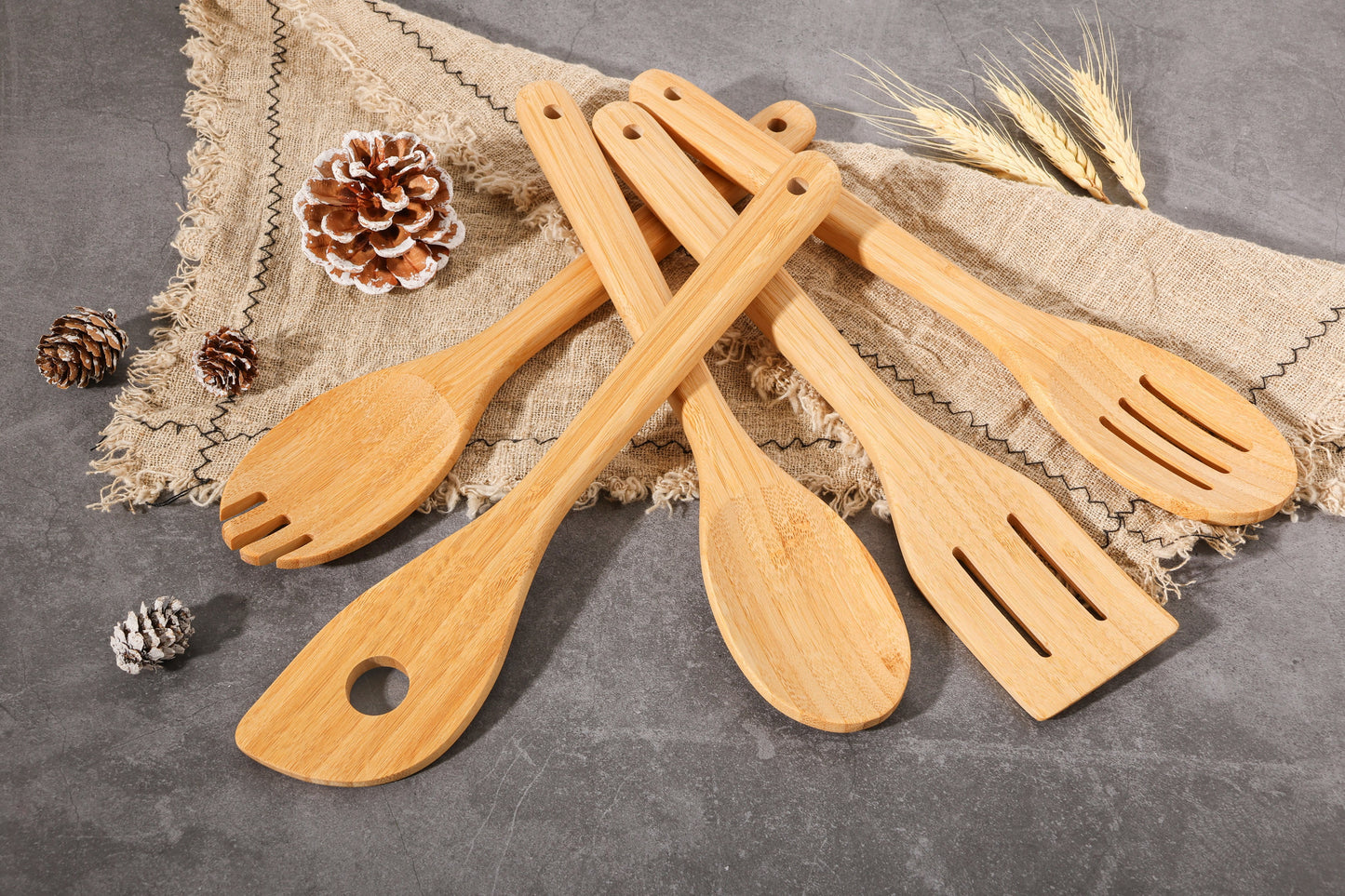 5Pk 100% Natural Bamboo Kitchen Tools Set