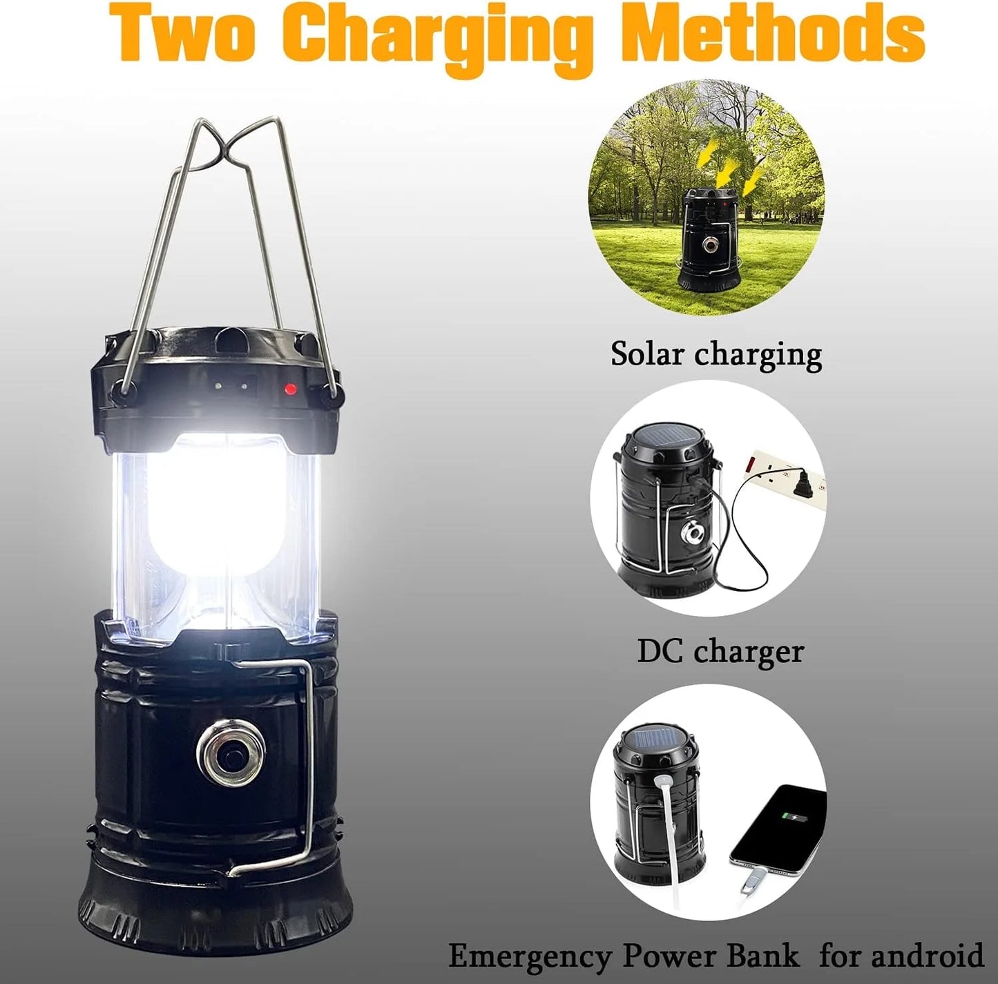 BeePrincess LED Camping Solar and Rechargeable Lantern Flashlight