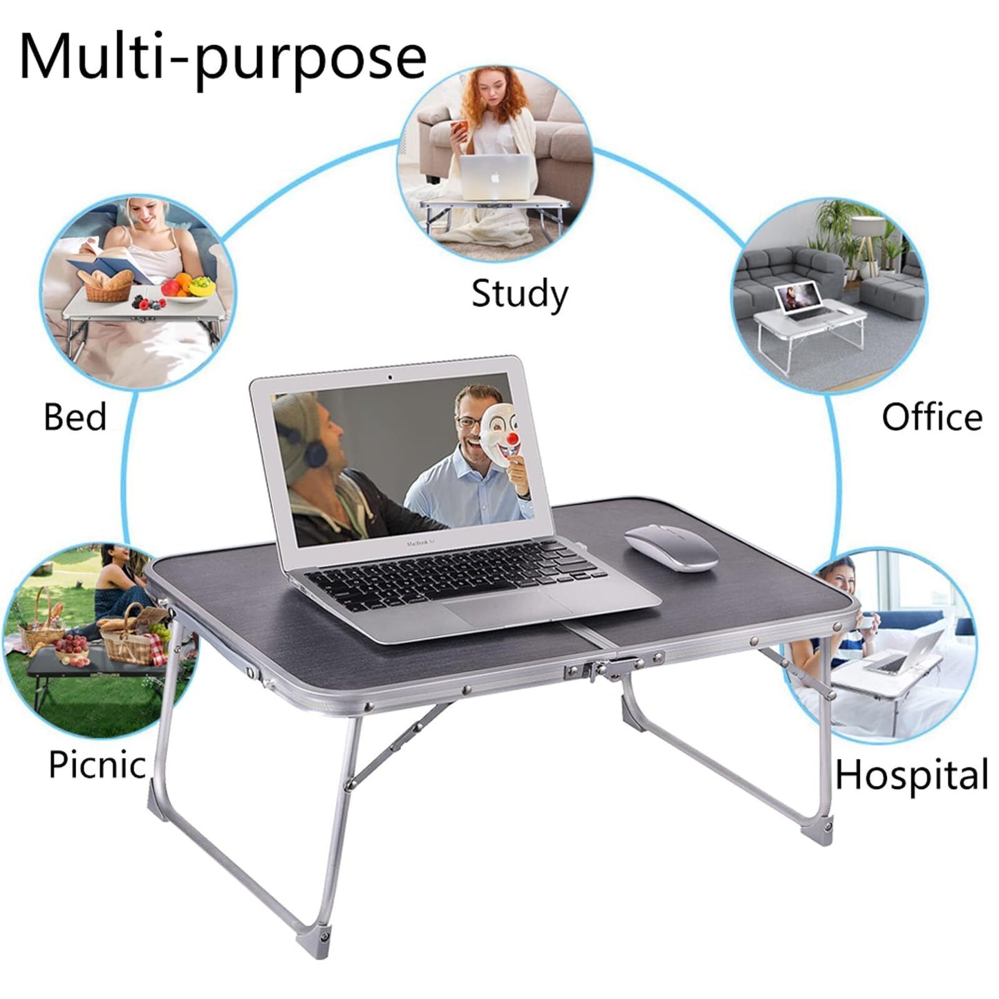 Foldable Laptop and Bed Table with Storage