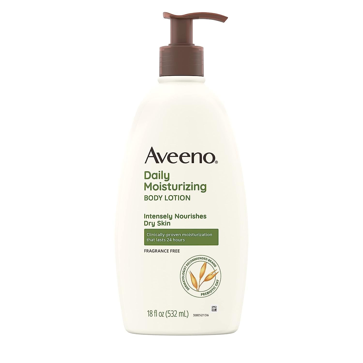 Aveeno Daily Moisturizer Body Lotion for Dry Skin Prebiotic Oat Fragrance Free 18 Fl. Oz