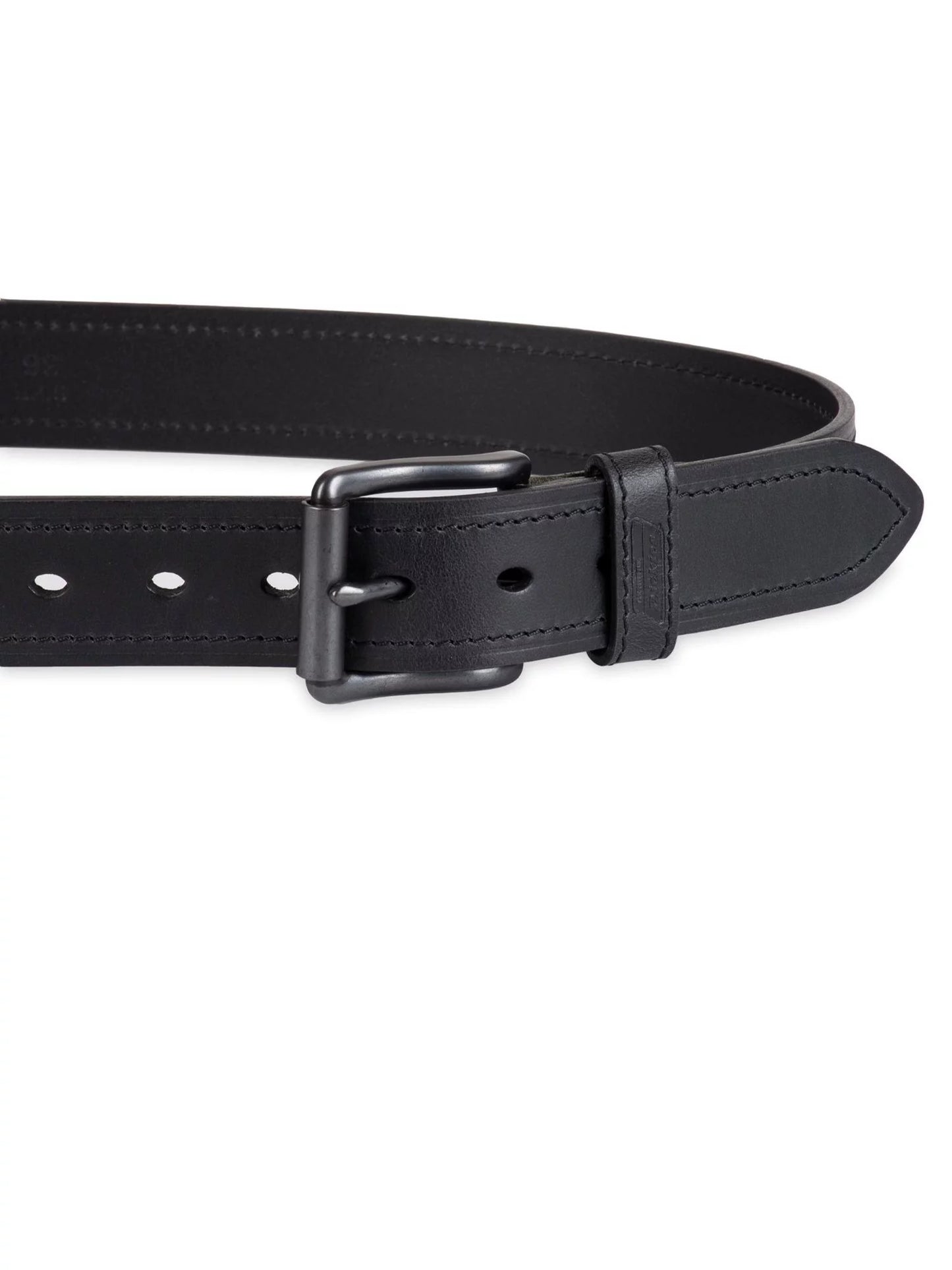 Men's Casual Black Leather Work Belt with Roller Buckle