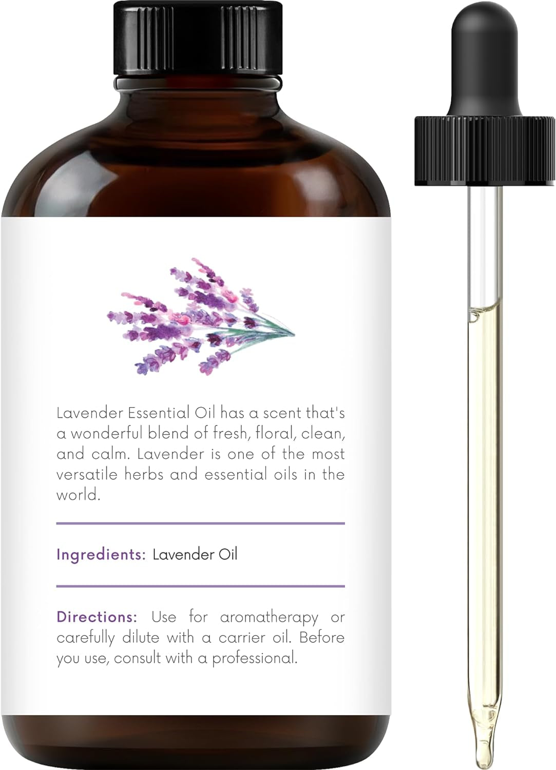 Lavender Essential Oil 4 Fl Oz Diffuser and Aromatherapy