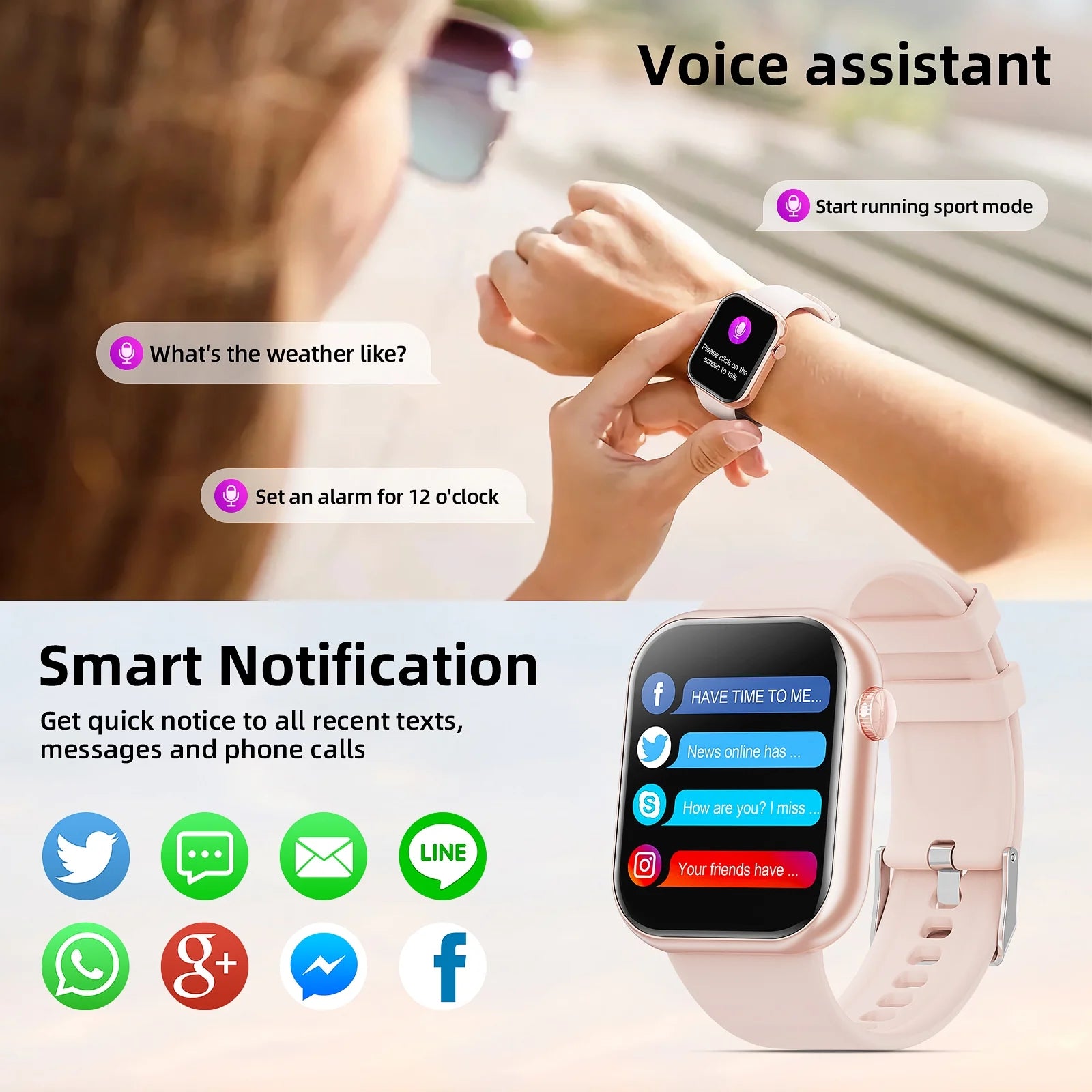 1.85-Inch Smartwatch with Answer/Make Calls/100 Sports Modes IP67 Waterproof