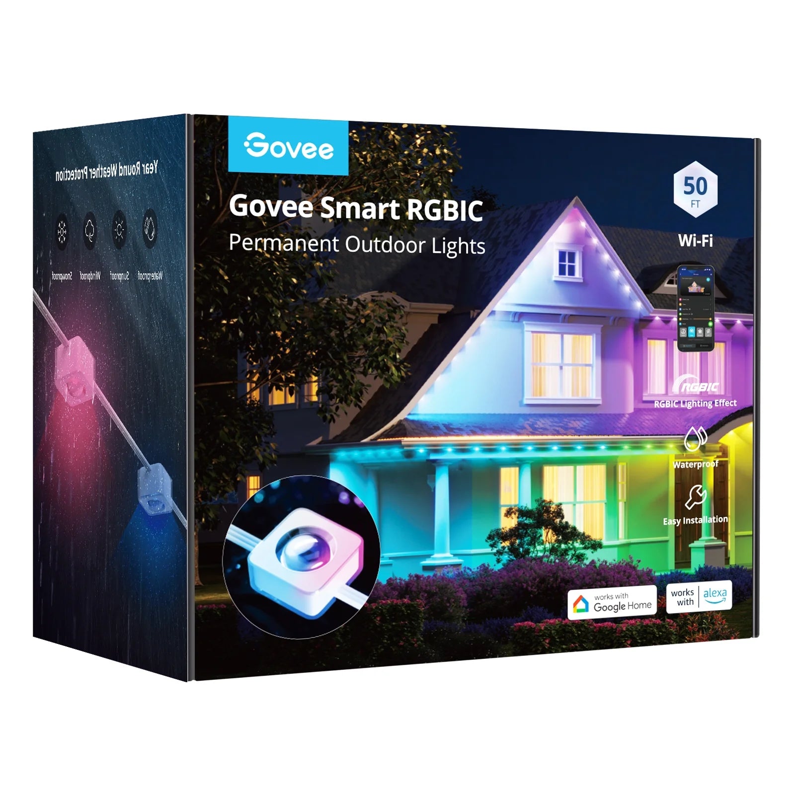 50Ft Smart RGBIC Permanent Outdoor Lights