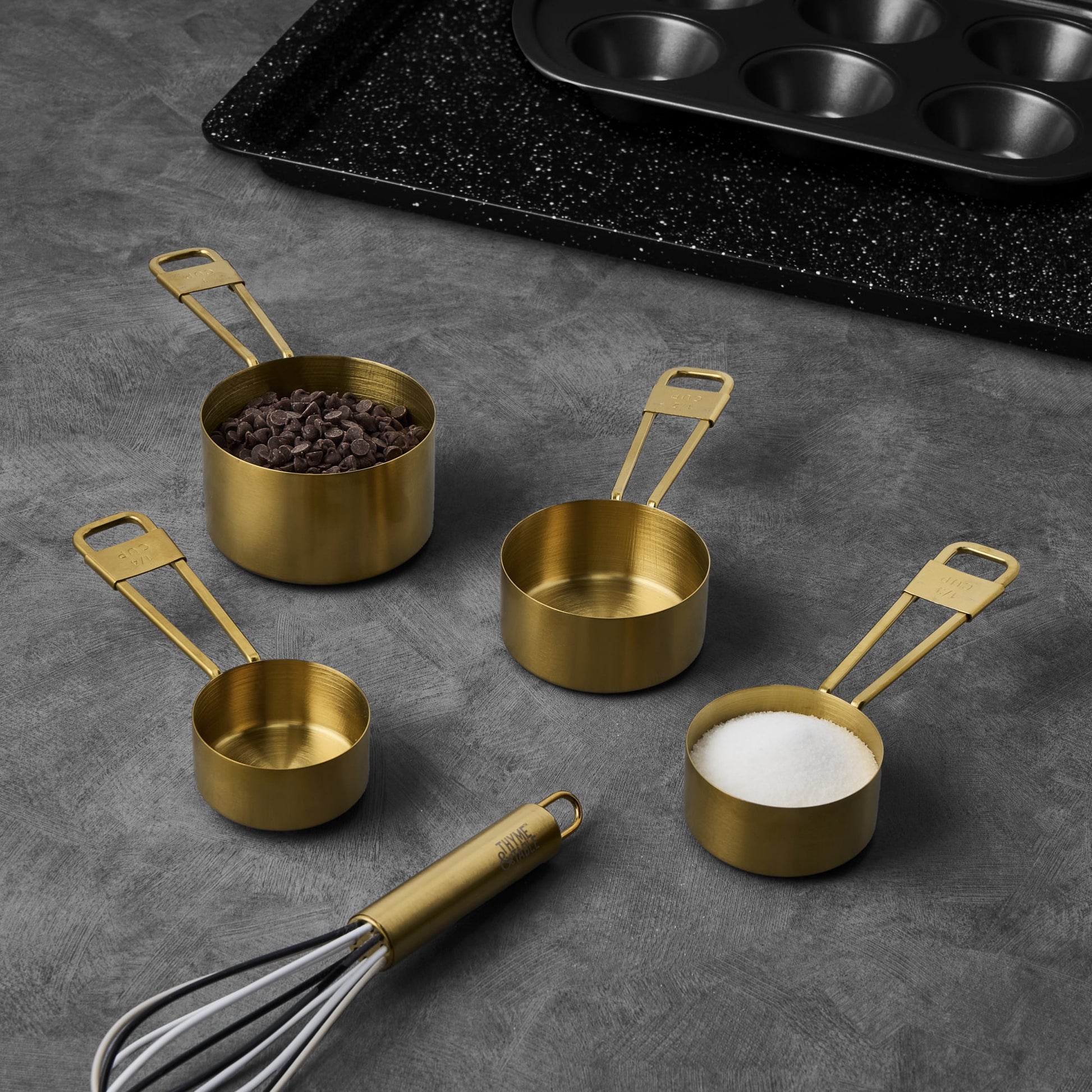 4-Piece Gold Stainless Steel Nesting Measuring Cup Set