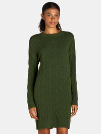 Women's Cable Sweater Dress with Long Sleeves