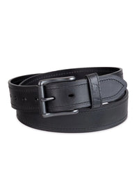 Men's Casual Black Leather Work Belt with Roller Buckle