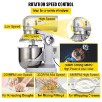 15 Qt. Commercial Food Mixer Adjustable Spiral Mixer with Stainless Steel Bowl