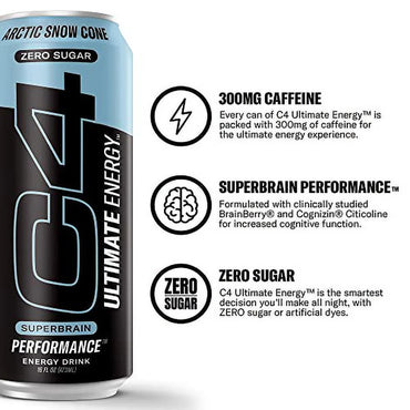 C4 Ultimate Sugar Free Energy Drink 16Oz Pack of 12