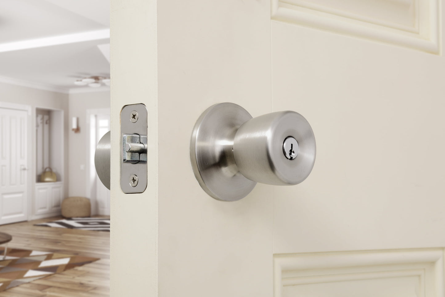 Keyed Entry Tulip Style Doorknob Stainless Steel