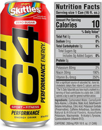 C4 Performance Energy Drink Zero Sugar Carbonated Preworkout Energy 16 Fl Oz (12 Pack)